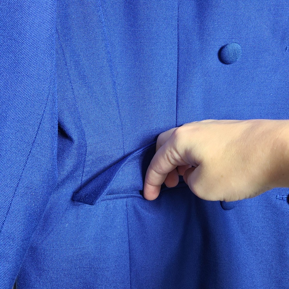 Le Suit Royal Blue Double Breasted Blazer Skirt Suit‎ 10P Office Career Formal - Picture 4 of 15